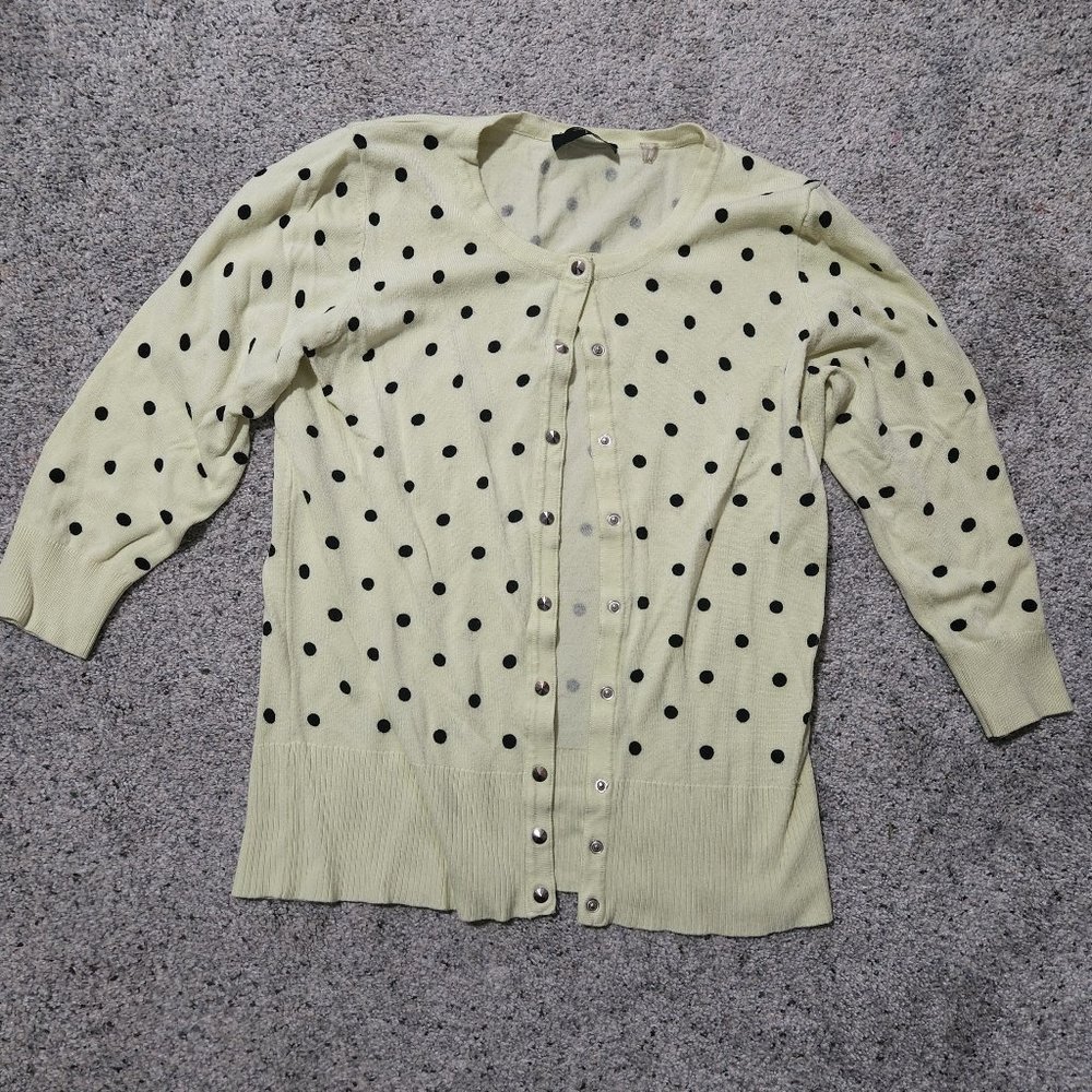 Polka dot 3/4 sleeve cardigan sweater